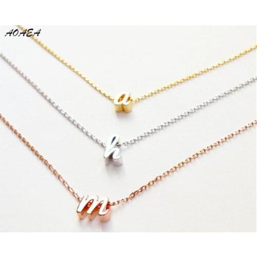 Cursive Initial Necklace Cursive Rose Gold GoldBridesmaid gift Birthday gift Script Letter Charm FCN002