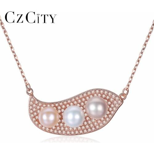 CZCITY Real 925 sterling silver necklace 7-7.5mm Real Natural Freshwater pearl necklace pearl Jewelry for Women Gifts