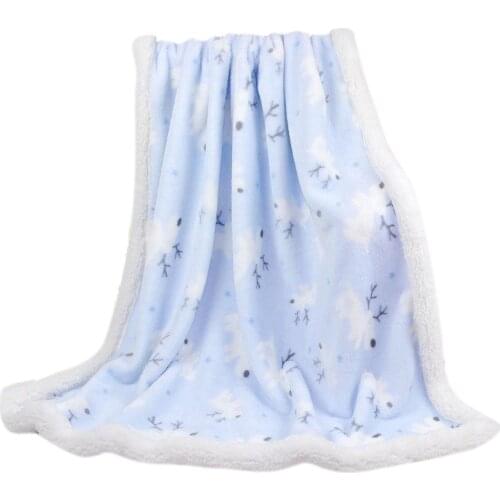 Baby Unisex Baby Cotton Flannel Receiving Blankets Bundle, Blue Fawn Printed