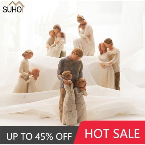 Nordic style love family resin figure figurine ornaments family happy time home decoration crafts furnishings
