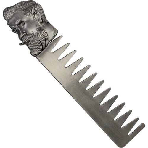 Coarse Hairdressing Comb Teeth Metal Detangle Afro Comb Men Portable Beard Mustache Massage Tools In Wide Comb Tooth Design