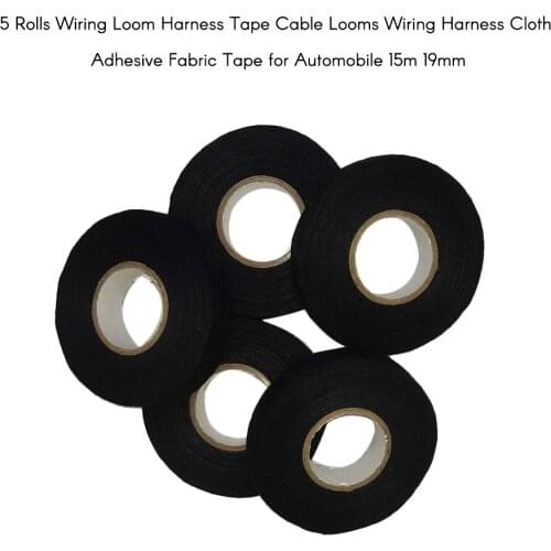 KKMOON 15m 19mm 5 Rolls Wiring Loom Harness Tape Cable Looms Wiring Harness Cloth Adhesive Fabric Tape for Automobile