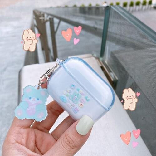Korea Cute Cartoon Ins Bear Headphone Case for Apple Airpods 1 2 3 Pro Soft Silicone Bear Wireless Bluetooth Headset Cover