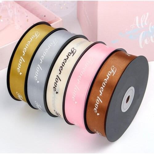 25MM Forever Love Polyester Ribbon DIY Bow Craft Ribbons Card Gifts Wrapping Flowers, floral,decoration baking grosgrain ribbons
