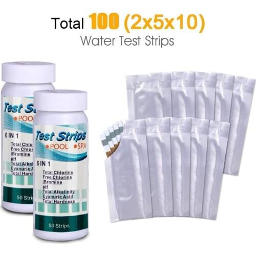 2pcs 50 Strips 6 In 1 Multipurpose Chlorine Ph Test Strips Spa Swimming Pool Water Tester Paper Pool Cleaning Accessories