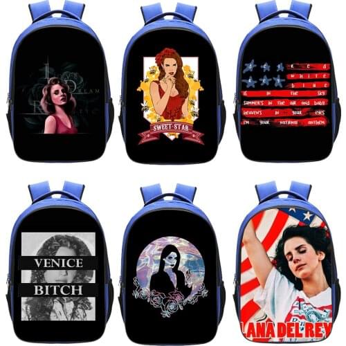 Fashion Singer Lana Del Rey School Bag Boy Girl Backpack Cartoon Printed Double-layer Zipper Pack Casual Student Bookbag