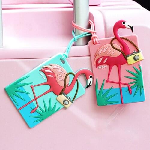 Fashion Flamingo Luggage Tags Cartoon Unicorn Silica Gel Suitcase ID Address Holder Anti-lost Baggage Boarding Portable Label