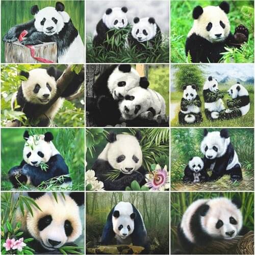 MomoArt Diamond Mosaic Panda Full Drill Square Diamond Embroidery Animal Cross Stitch Art Painting Needlework Home Decoration