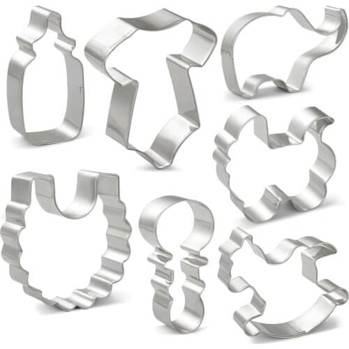 KENIAO Baby Shower Cookie Cutters Set - 7 Piece - Biscuit / Fondant / Pastry / Bread / Sandwich Cutter - Stainless Steel