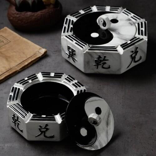 New Chinese Creative Ashtray with Lid Lucky Transfer Gossip Ornament Personality Multifunctional Home Living Room Office Ashtray
