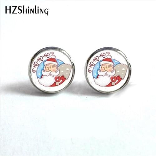ED-0040 New Arrival Cute Santa Claus Stud Earrings Handmade Glass Dome Santa Claus Earrings for Christmas Gift Wholesale HZ4