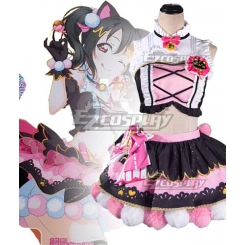 Love Live Nico Yazawa Cat Double Pony Tail Lovely Dress Cat Maid Dress Adult Halloween Party Dress Cosplay Costume E001