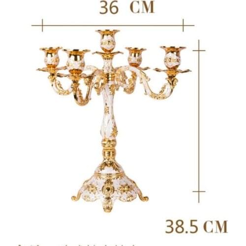 Candle Holder 5-arms Shiny Golden Plated Candelabra Romantic Luxury Metal For Wedding Events Party dining table home Decor