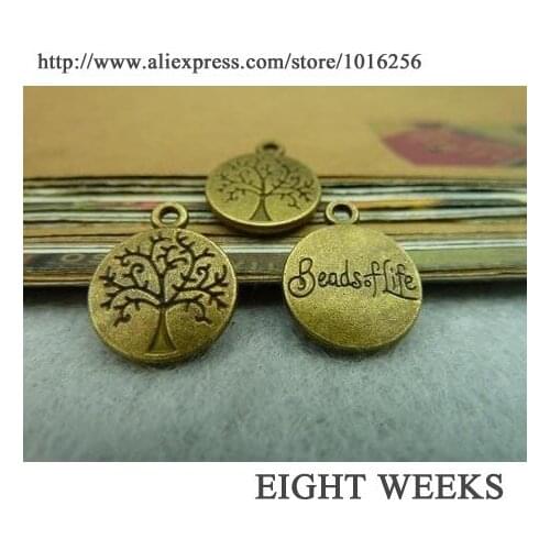 Zinc alloy pendant jewelry accessories diy handmade material charms trees round tags 12 * 15 mm