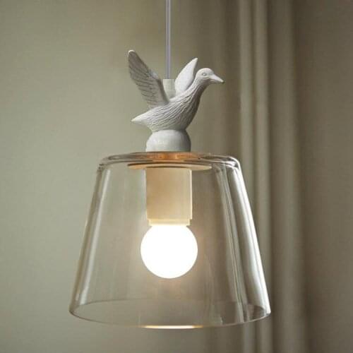 Modern White Resin Duck Corridor Pendant Light American Country Rustic Glass Shade Hallway Balcony Bar Counter Pendant Lamp