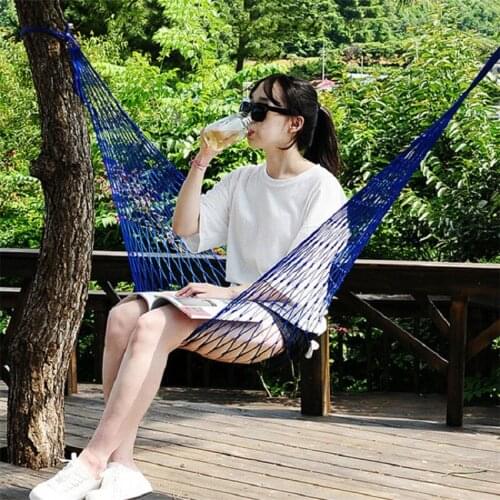 1-2 Person Portable Garden Nylon Hammock Swing Hang Mesh Net Sleeping Bed Hamaca For Outdoor Travel Camping Hamak Blue Green