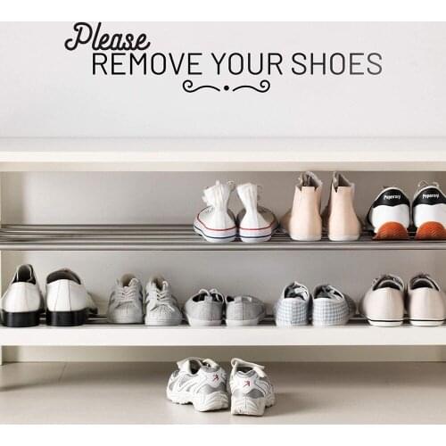 Please Remove Your Shoes Entryway Door Decal Sticker Mud Room Living Room Indoor Outdoor Friendly Household Welcome Sign Decor