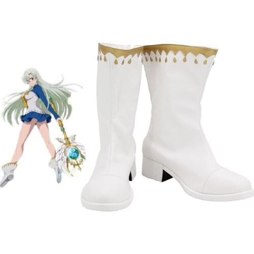 The Seven Deadly Sins Elizabeth Liones Cosplay Boots Leather Shoes Halloween Carnival Party Shoes Prop Custom Made European Size