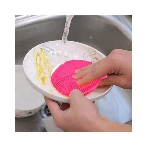 Silicone cleaning brush vegetables and fruits clean circular silicone brush multifunctional silica gel dishwashing brush