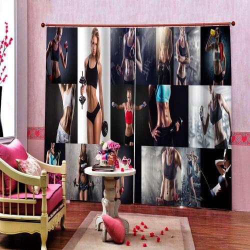 Modern luxury custom 3d curtains for living room Beauty sports fitness 3d stereoscopic curtains