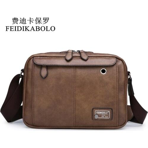 FEIDIKABOLO Man Messenger Bag Double Zipper Men Pu Leather Shoulder Bags Business Crossbody Casual Bag for Men Leather Bags New