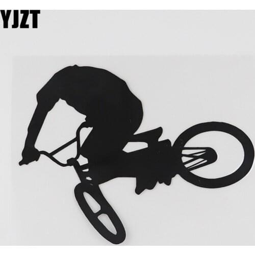 YJZT 13.2CMX10.3CM Creative Extreme Bike Stunts Decal Vinyl Car Sticker Black/Silver 8A-0818