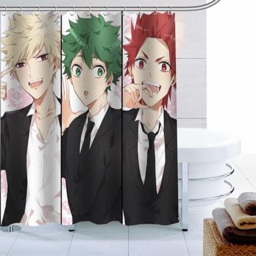 BOKU no Hero Academy Shower Curtain 12 Hook Polyester Fabric 3D Printing Bathroom Curtain Waterproof Mildew Proof Bath Curtain