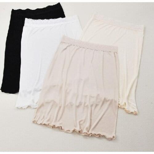 2021 women loose large silk bottomed skirt petticoat half skirt anti light safety skirt smooth Petticoat breathable underskirt