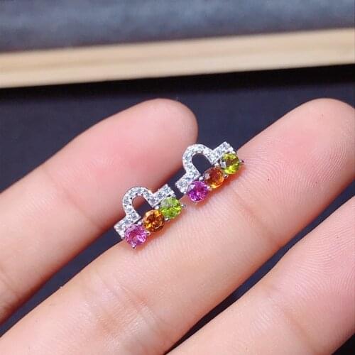 925 Sterling Silver Wedding earring Natural Tourmaline Gamstone earring for Women Wedding Fine Jewelry 2021