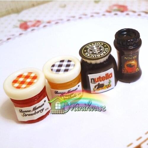10SETS/LOT Hot Sale Coffee /Jam Mini Food Toys 1:12 Miniature Accessories For Dollhouse