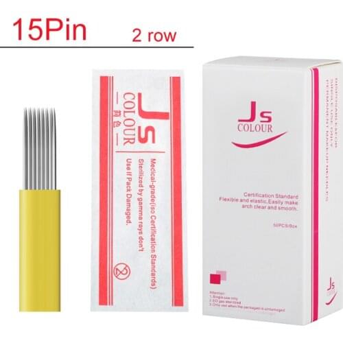 10PCS 0.25mm Flat shape double row 15 pin Needle Eyebrow Makeup Manual Tattoo Blade For Permanent Microblading Emb