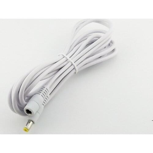 10pcs DC Power CCTV 5.5mm x 2.1mm Female To Male Plug Adapter Extension Cable White 1m/1.5m3m/5m