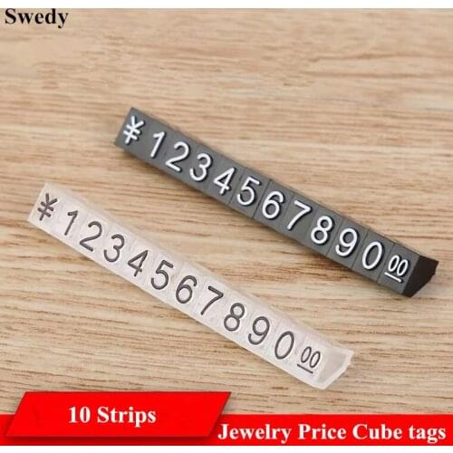 3*5mm 10 Strips Mini Jewelry Price Cubes Tags Dollar Euro Adjustable Number Digital Plastic Phone Watch Price Display Tags