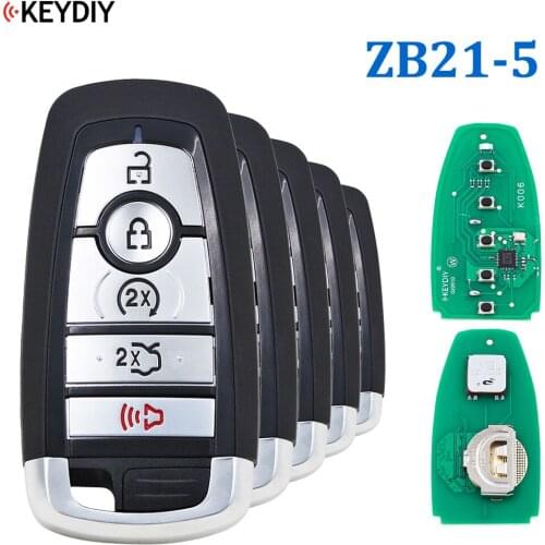 5PCS, KEYDIY ZB Series Universal Smart Key ZB21-5 for KD-X2 Car Key Remote Replacement Fit More than 2000 Models