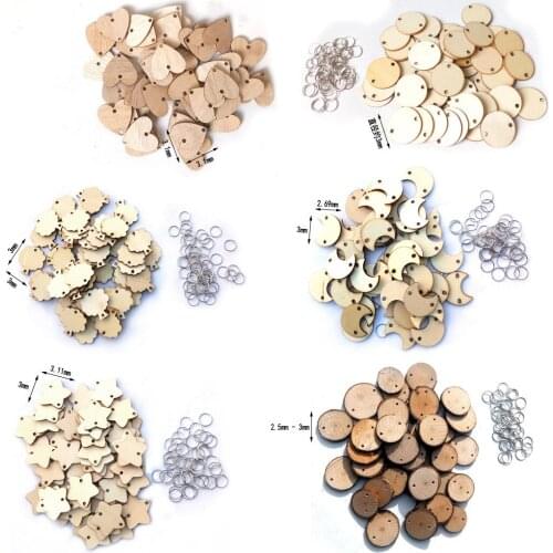 50 Pcs DIY Wood Decorations For Home Heart Round Shape Wall Hanging Decoration Simple Ornament Home Supplies