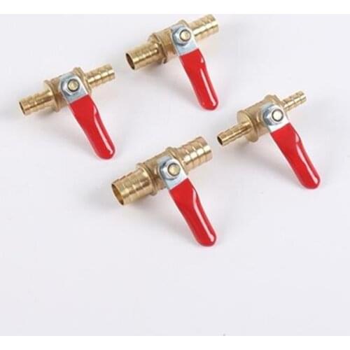 6/8/10/12mm Hose Barb Red Handle Pagoda Brass Water Oil Air Gas Fuel Line Shutoff Ball Valve Pipe Fittings