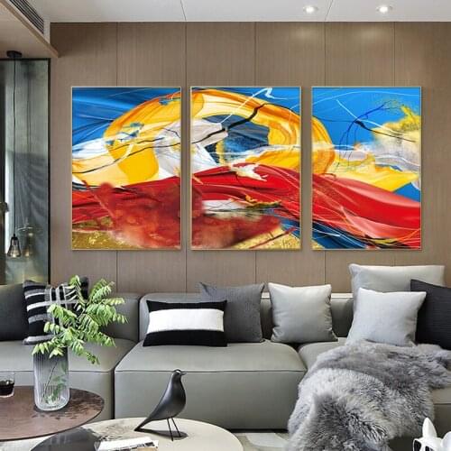 Abstract Art Red and Yellow Ribbon Canvas Painting Wall Art Canvas Prints Wall Pictures for Living Room Cuadros Home Decoration