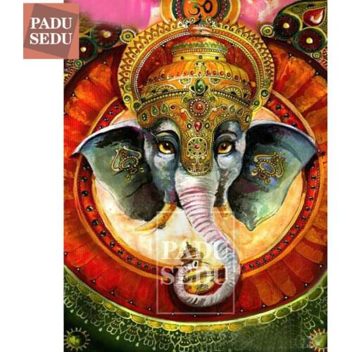 5D DIY Diamond Painting Ganesha Full Set Square Daimand Mosaic Embroidery Needlework Hindu Decoration Religious Wall Decor Room