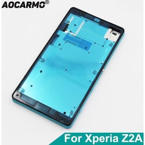 Aocarmo For Sony Xperia Z2a ZL2 SOL25 Front LCD Display Screen Middle Frame Bracket Panel Bezel Housing With Dust Plug USB Cover