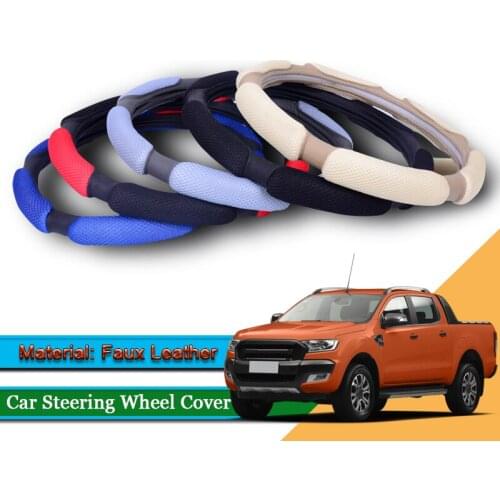Car Styling Leather Car Steering Wheel Cover Car Steering-wheel Hubs Interior Automobiles Accessories For Ford Ranger 2015-2020
