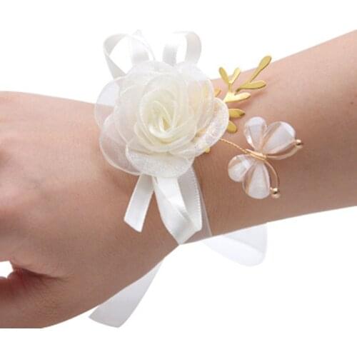 Wrist Flower Bride Bridesmaid Sisters Imitate Flower Net Gauze Butterfly Adornment Companion Hand Ceremony