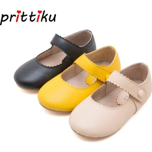 Spring 2020 Baby Toddler Girl Retro Mary Jane Flats Little Kid Microfiber Leather Loafers Children Yellow Black Beige Walk Shoes