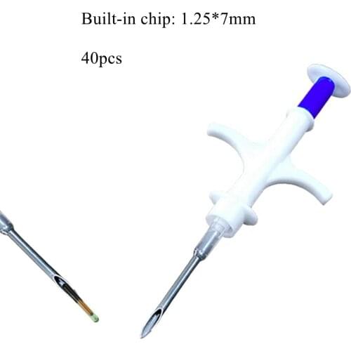 For Fish Turtle Id Tags Microchip Registry Pet Chip 1.25*7mm RFID Glass Transponder with Applicator Plastic Injector Unit X40
