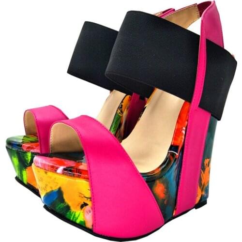 FGHGF NEW 16CM Rose Red , Fashion, Womens Wedge Sandals, Super High Heels Sexy Shoes