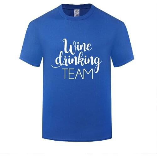 Funny Wine Drinking Team Cotton T Shirt Novelty Men O-Neck Summer Short Sleeve Tshirts Clothes