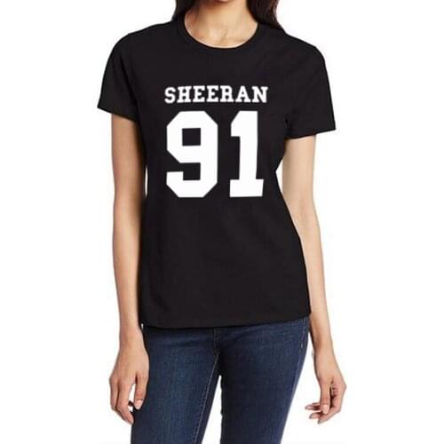 Women Tops Punk Hip Hop T-shirt Black White Camisetas Mujer Sheeran 91 ED Sheeran Music Tour Band Fashion Funny T Shirt