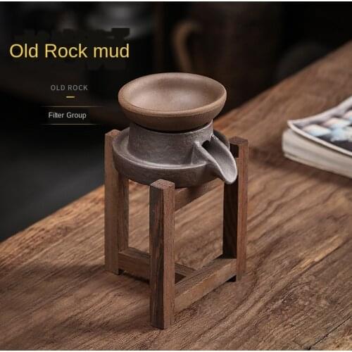 Mud Filter Group Handmade Coarse Pottery Vintage Tea Strainer Tea Filter Tea Mesh Door Frame Support Tea Set Tea Strainer