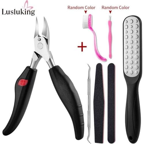 Manicure Tools 7Pcs Kit Cuticle Scissors Nail Art Clipper Cutter Nipper Pedicure Ingrown Toenail Care Cleaning Foot File