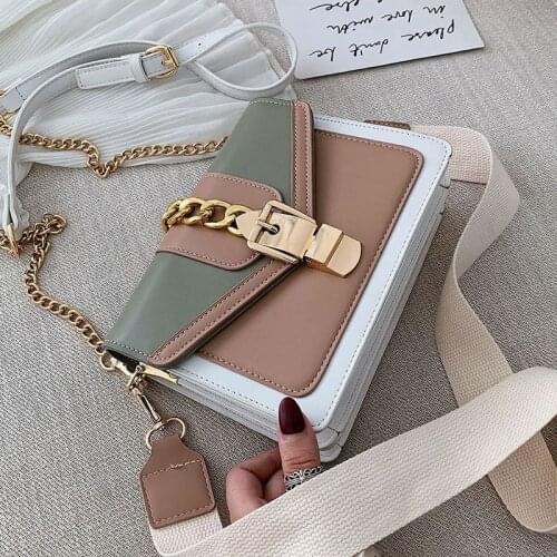 Contrast color Leather Crossbody Bags For Women 2020 Travel Handbag Fashion Shoulder Messenger Bag Ladies Cross Body Bag KL1015