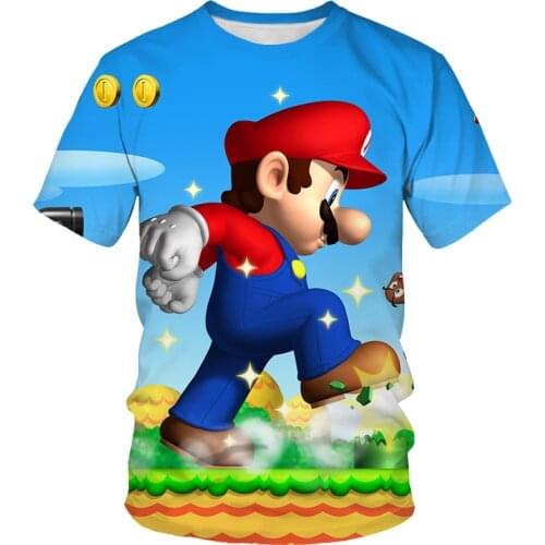 Cute 3D Boys Classic Game Mario Print Girls Funny T-shirts Children 2021 Men Women Summer Clothing Kids Clothes Cartoon Tshirts